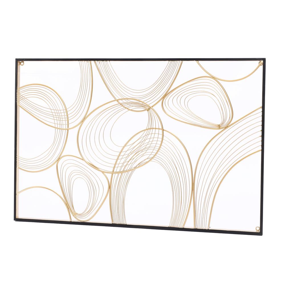Gold and Black Abstract Metal Rectangular Metal Wall Decor. Picture 6