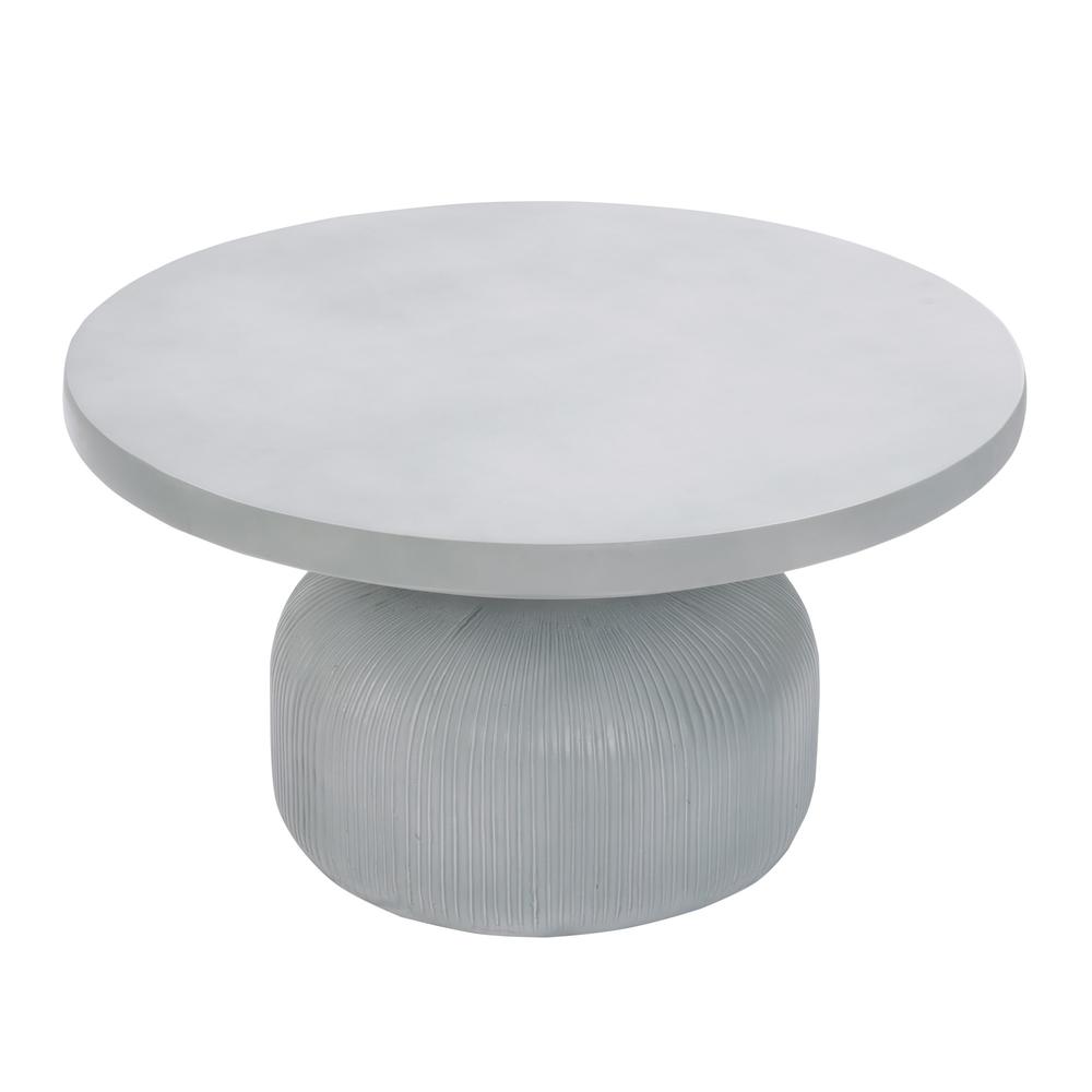 Light Gray MgO Indoor and Outdoor Round Coffee Table. Picture 3