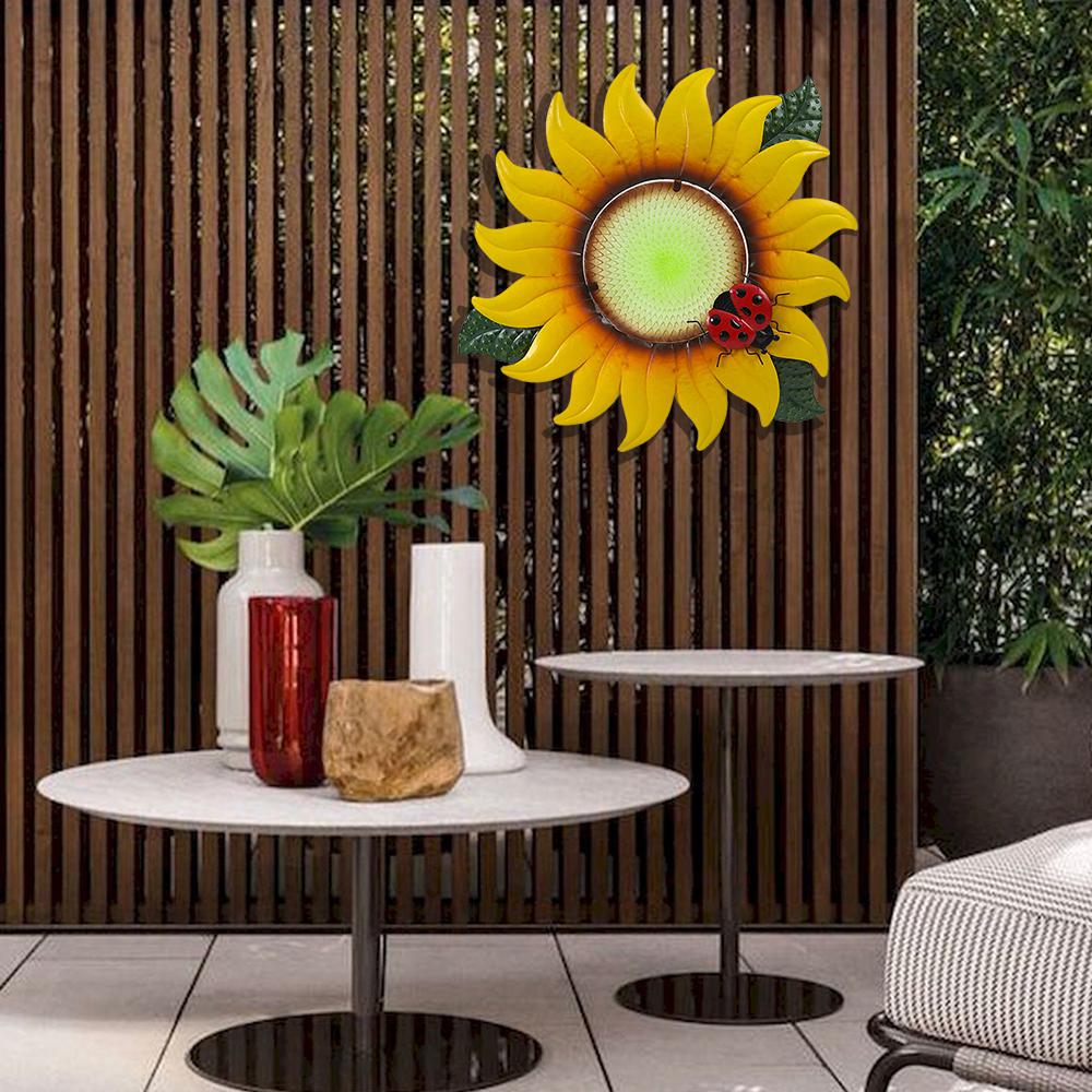 Sunflower Metal and Glass Outdoor Wall Décor. Picture 5