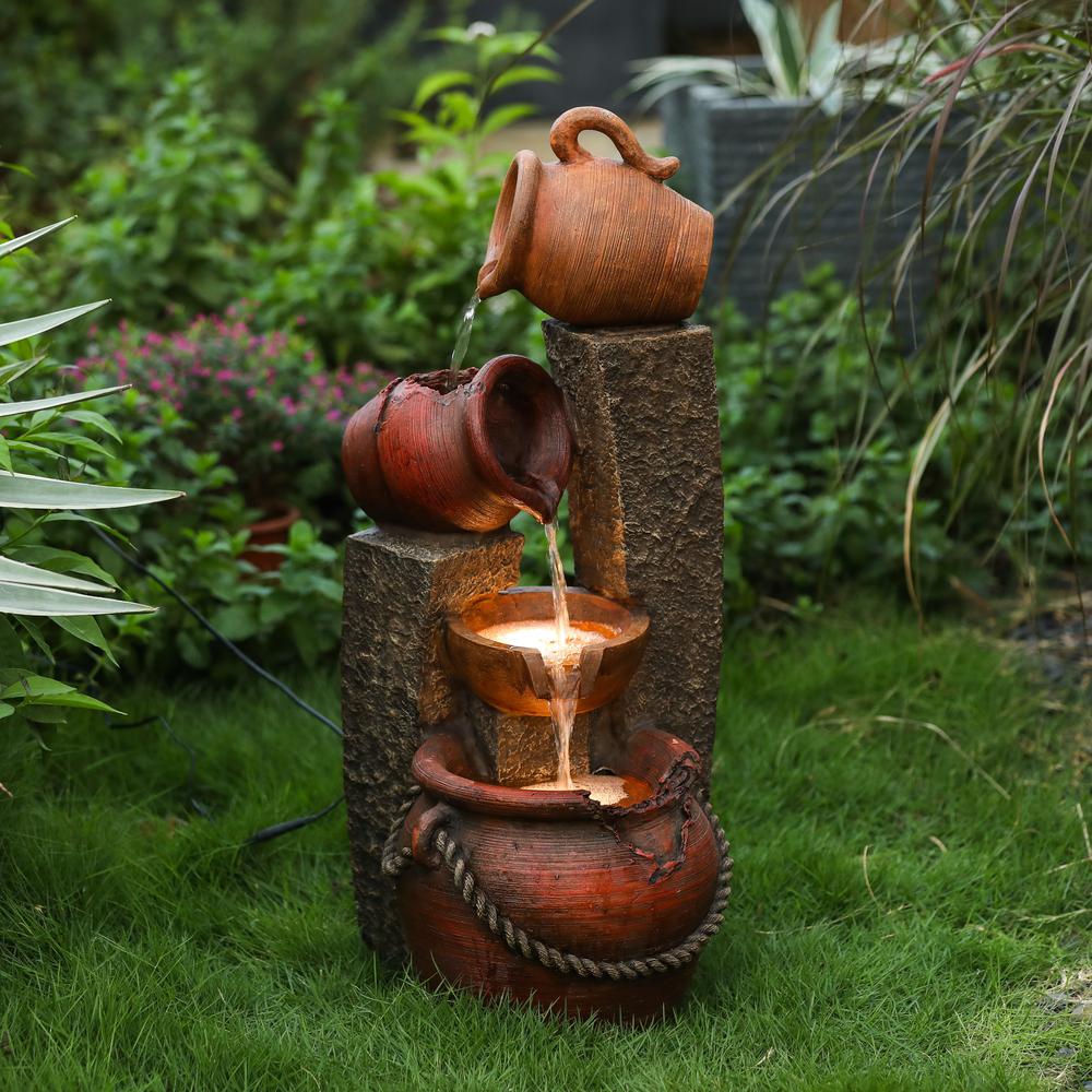Resin Pots and Posts Outdoor Fountain. Picture 10
