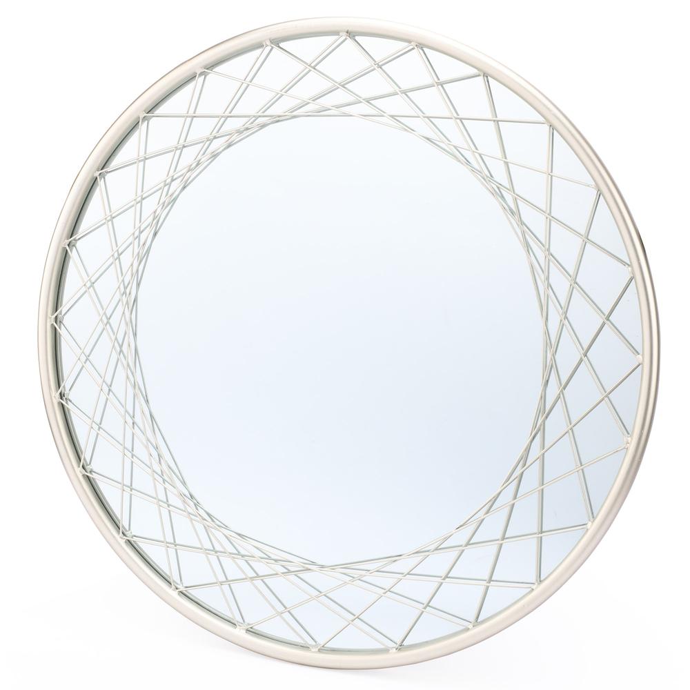 Silver Metal Frame Round Accent Wall Mirror. Picture 5