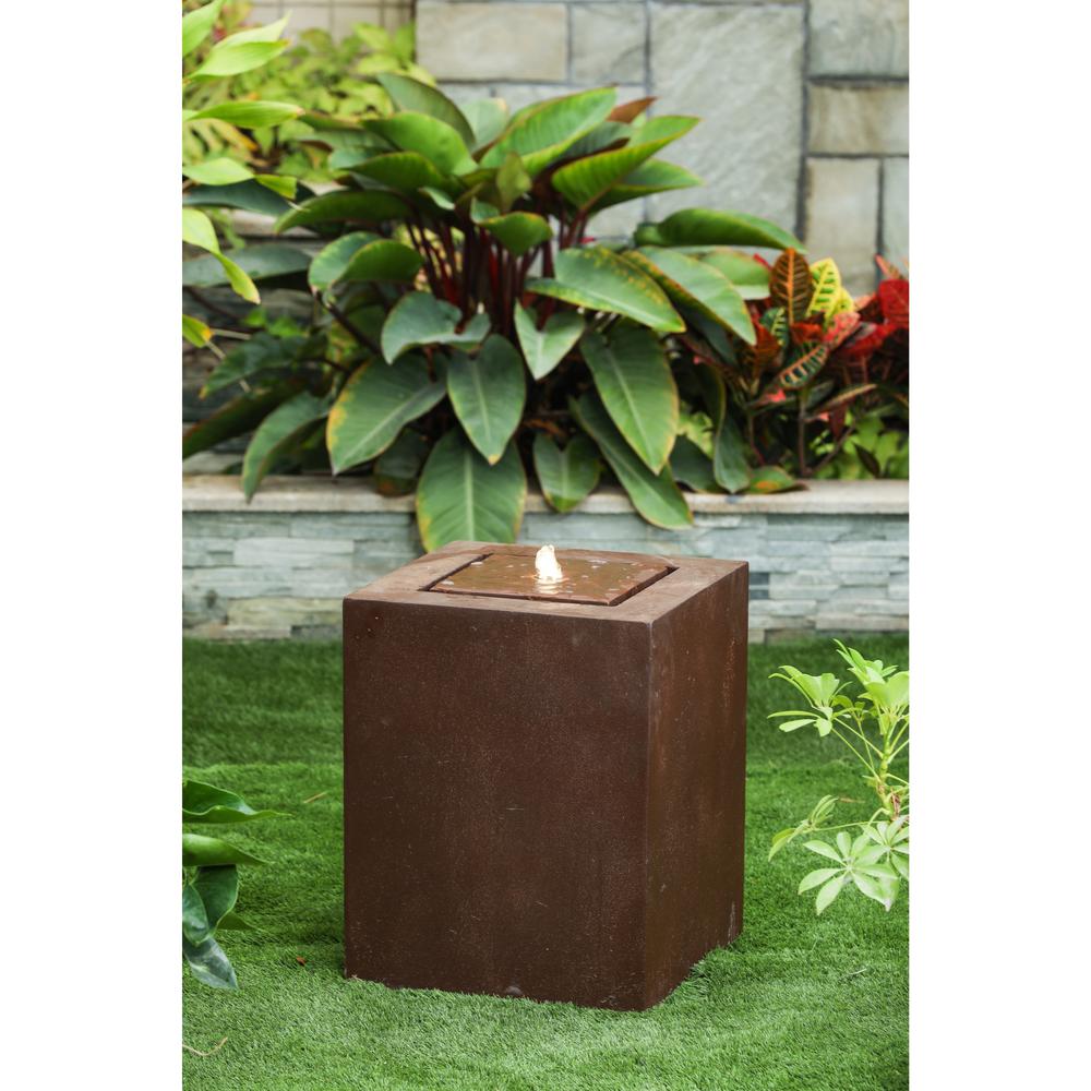 Aged Bronze Square 20in. H Fountain with LED Light. Picture 2