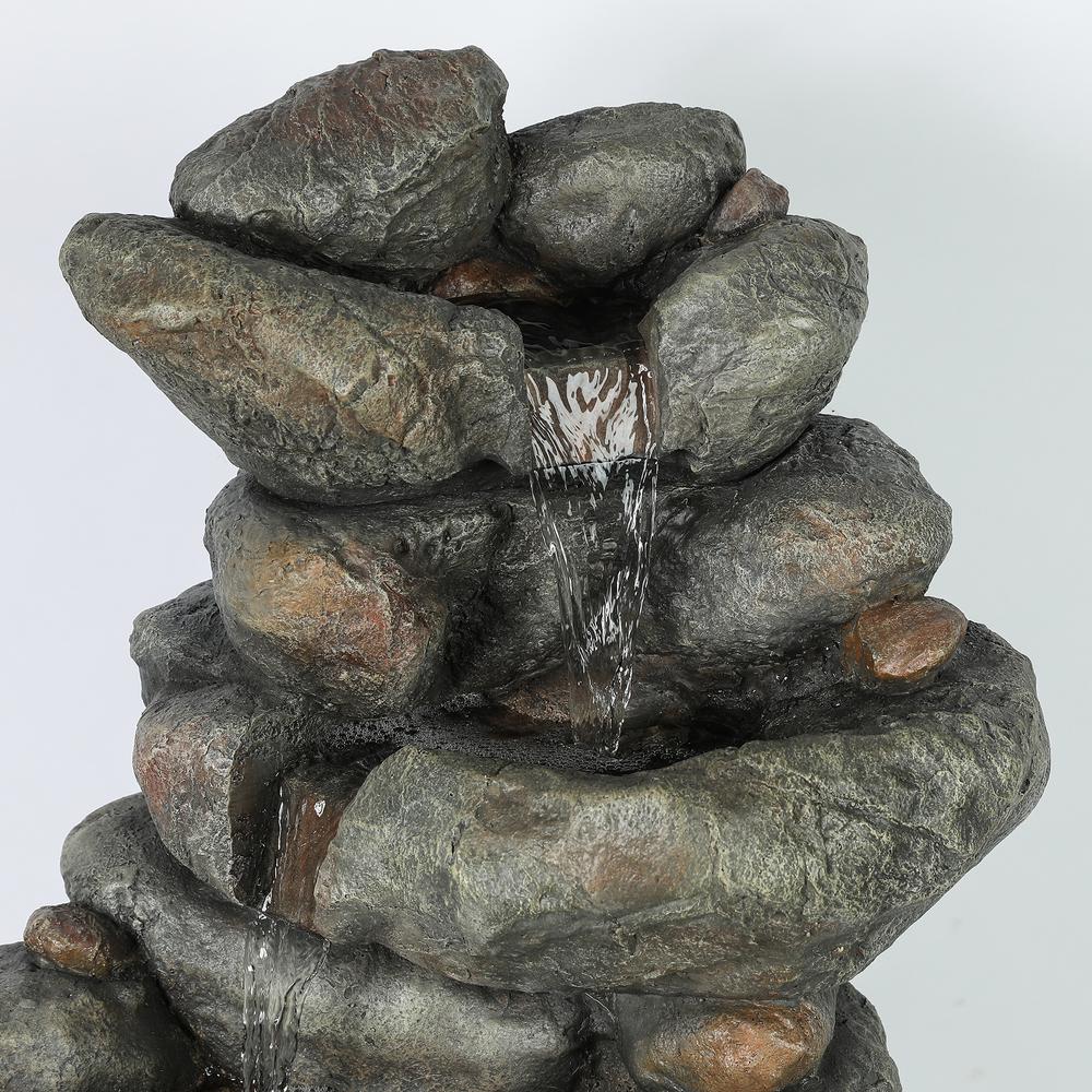 Resin 33.5in. H Cascading Rock Outdoor Fountain. Picture 3