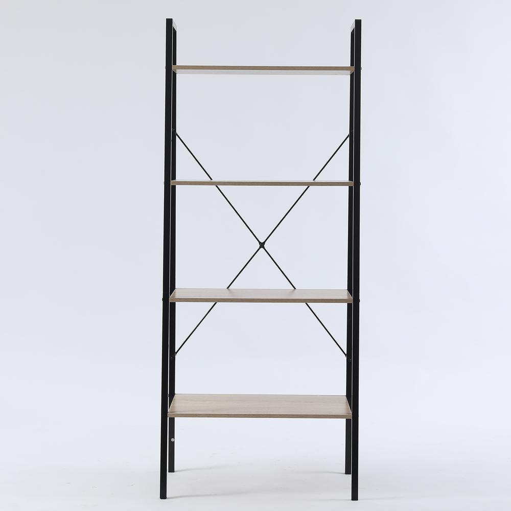 Wood and Metal 58in. H Ladder Shelf 4-Tier Etagere. Picture 1