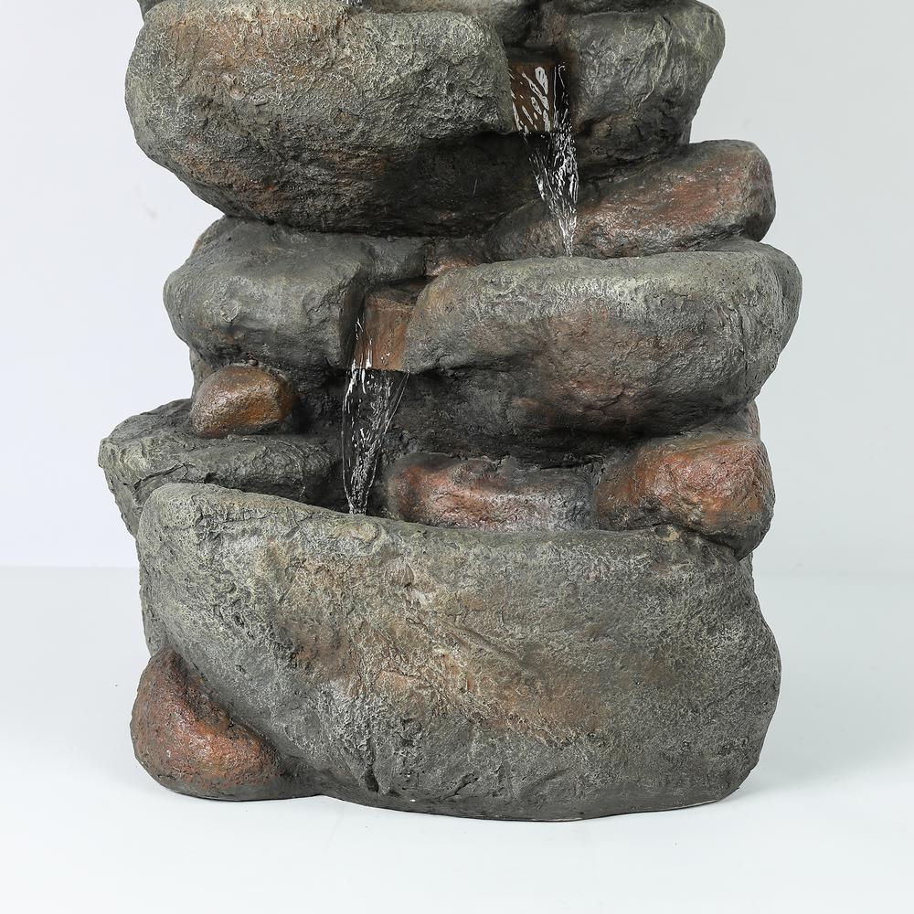 Resin 33.5in. H Cascading Rock Outdoor Fountain. Picture 6