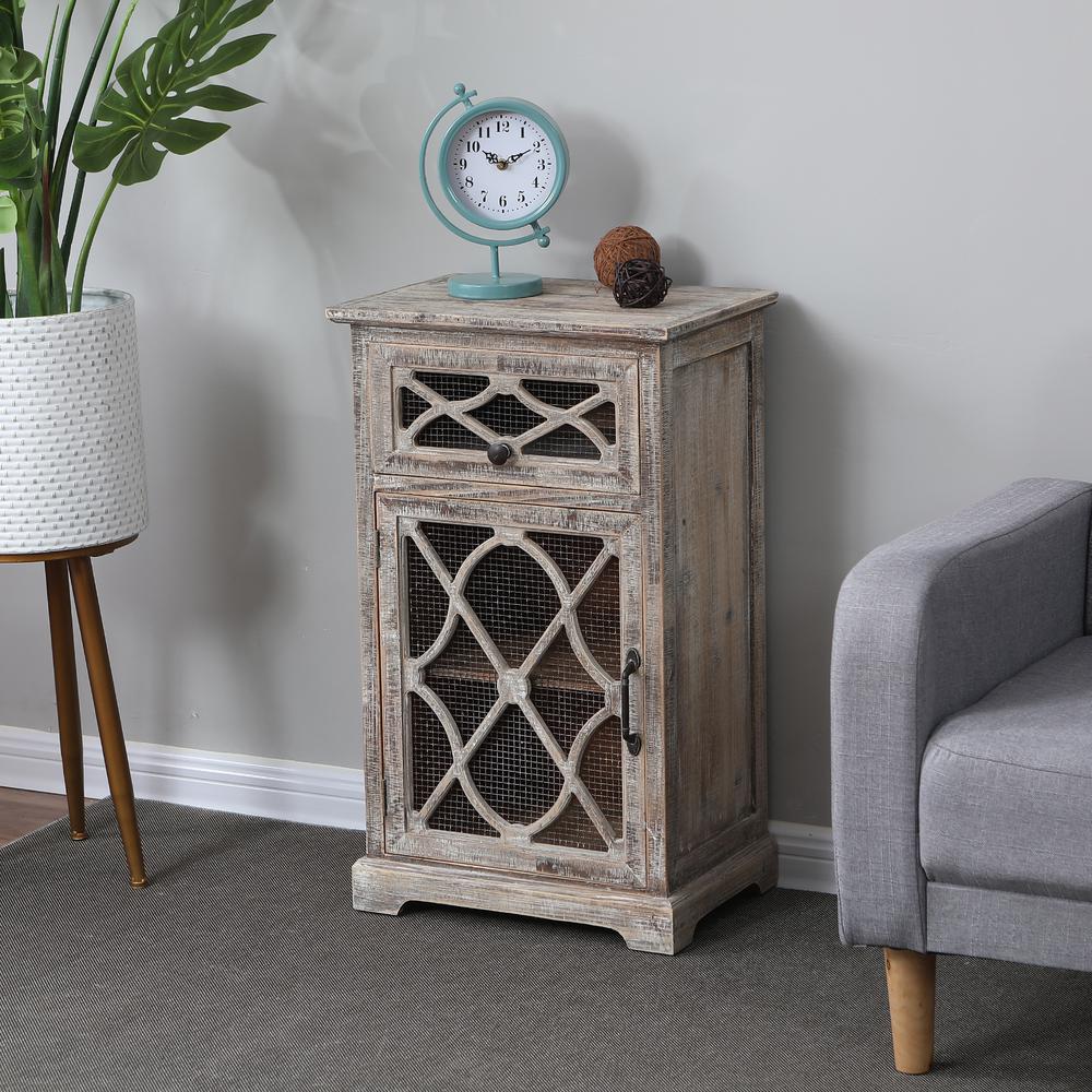 Rustic Wood and Metal Small Console Cabinet