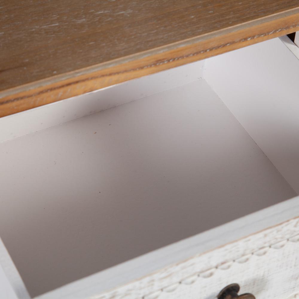 Distressed White Wood 2-Drawer 2-Door Storage Cabinet. Picture 6