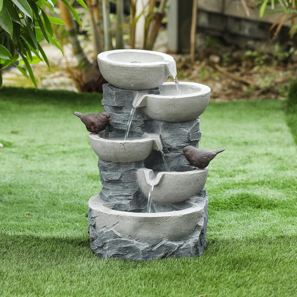 Polyresin Tiered Pots Outdoor Fountain. Picture 2