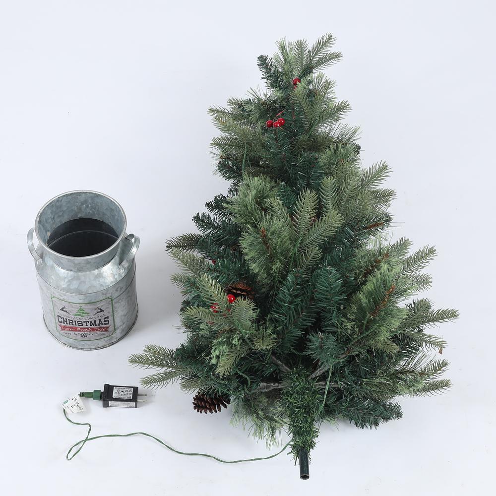 Pre-Lit Clear LED 4ft Porch Artificial Christmas Tree with Metal Pot. Picture 3