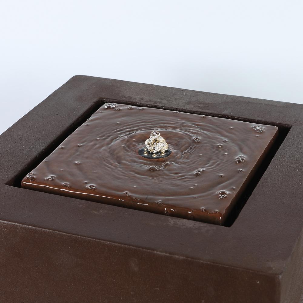 Aged Bronze Square 20in. H Fountain with LED Light. Picture 5