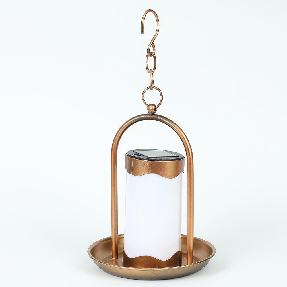 Hanging Copper Solar Light Lantern. Picture 1