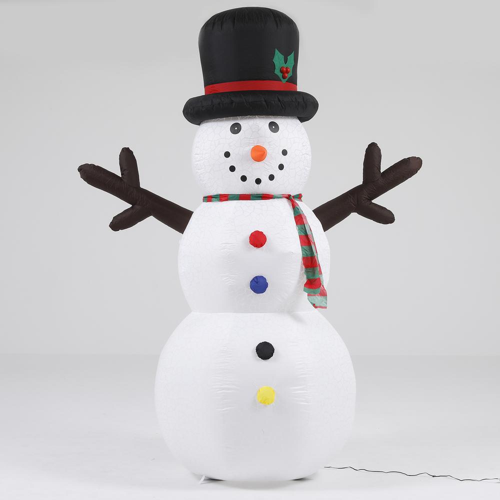 8Ft Snowman Inflatable with Flashing Disco LED Lights. Picture 2