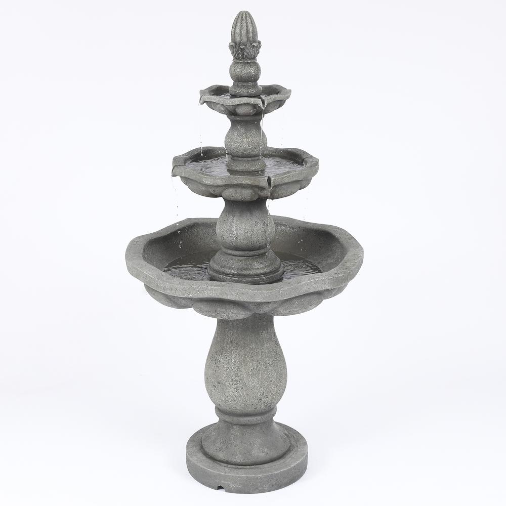 Roma Resin 3-Tier Stone Finish Outdoor Fountain. Picture 1