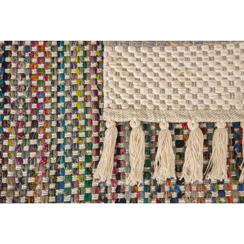 3'x5' Handloom Recycled Cotton Rug with Tassels. Picture 4