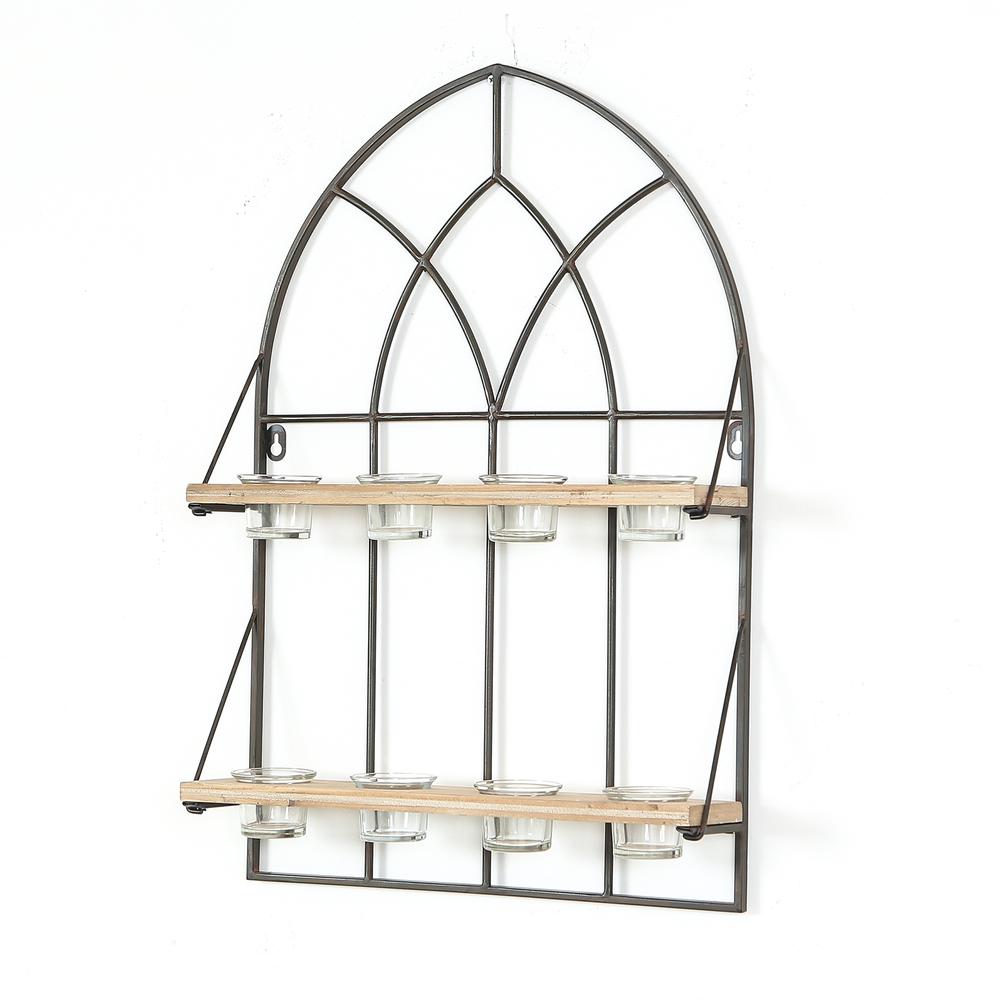 Cathedral Iron Window with 8 Tealight Holders Wall Panel. Picture 2