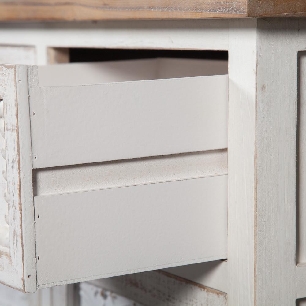 Distressed White Wood 2-Drawer 2-Door Storage Cabinet. Picture 8