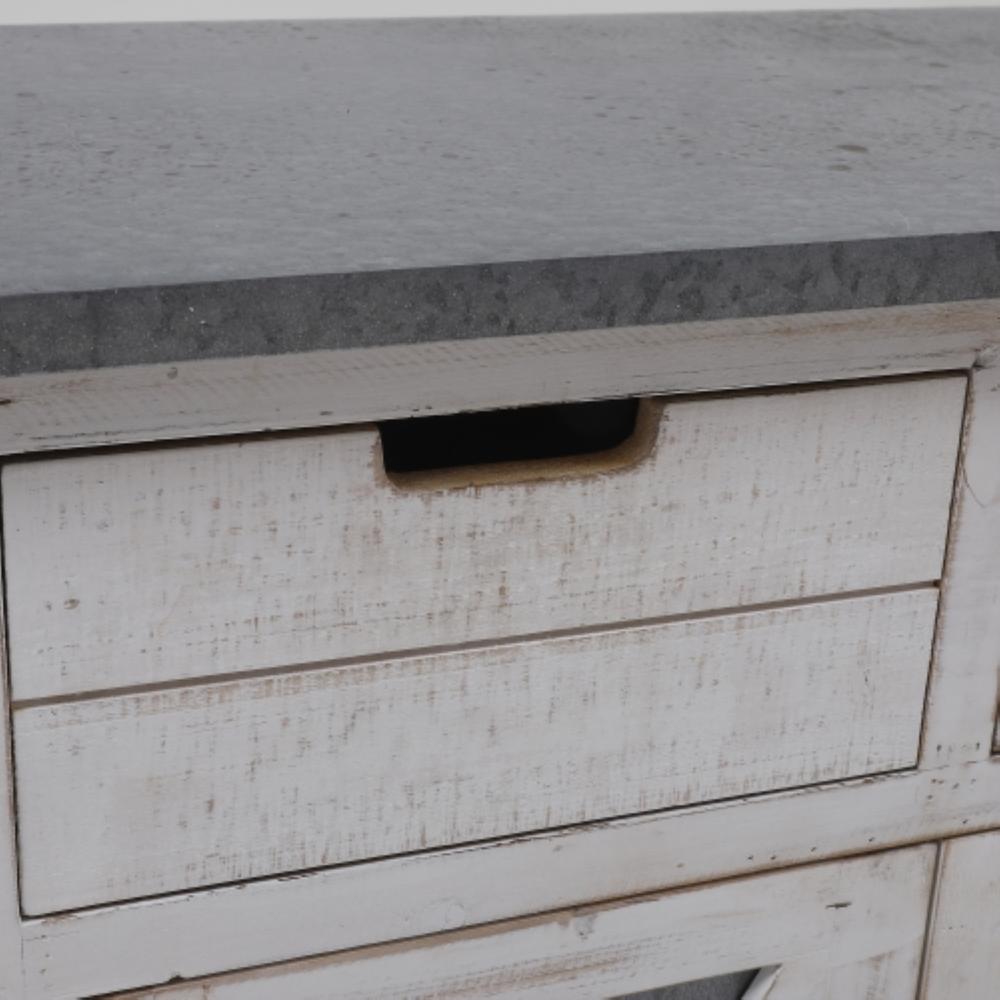 Rustic White Wood and Metal 2-Drawer 2-Door Storage Cabinet. Picture 6