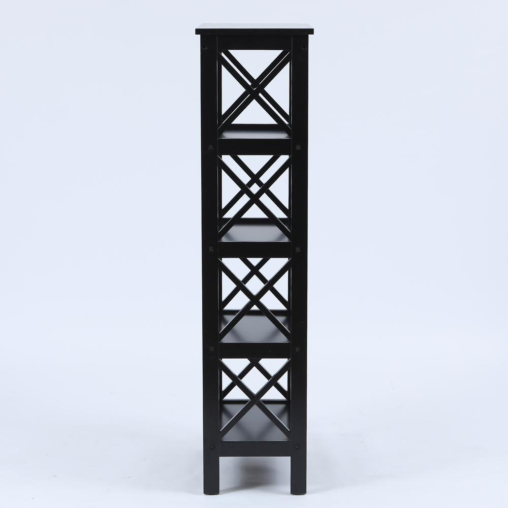 Black Wood X-Sided 4-Shelf Bookcase. Picture 4