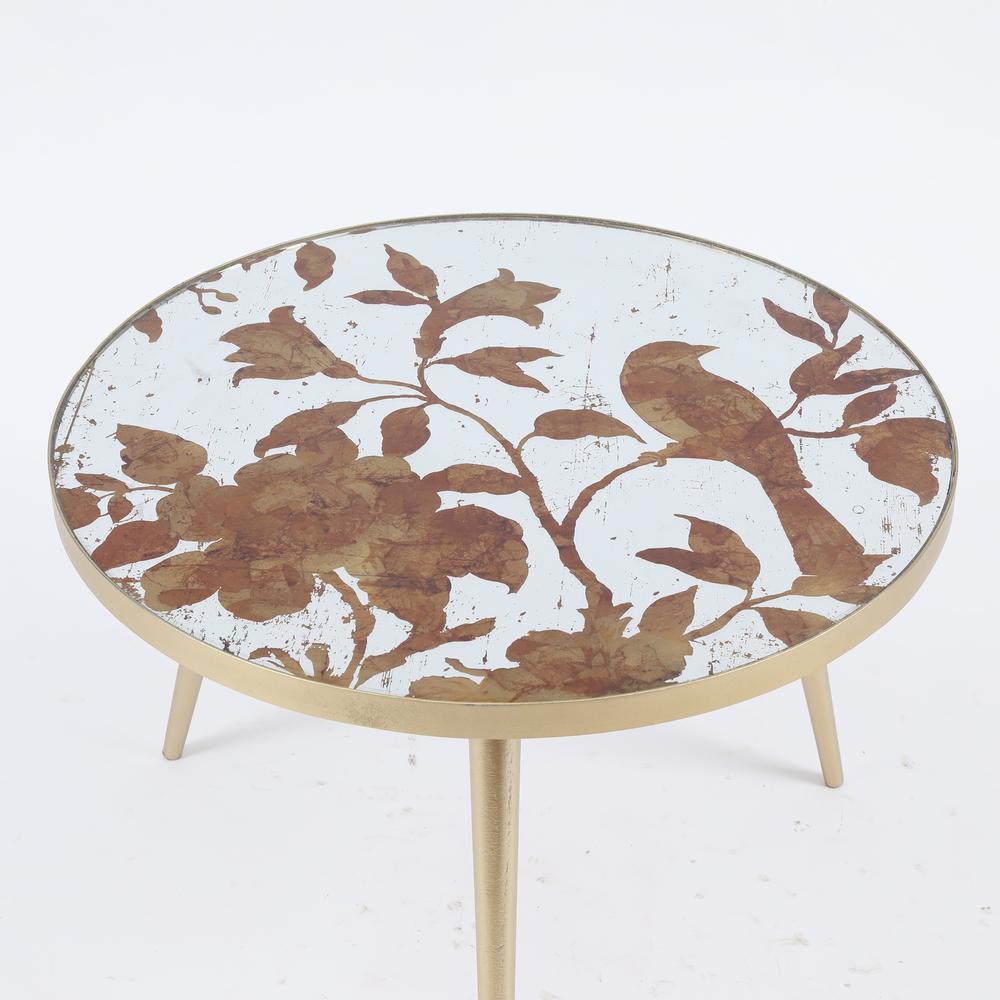 Metal and Mirror Bird Accent Table. Picture 3