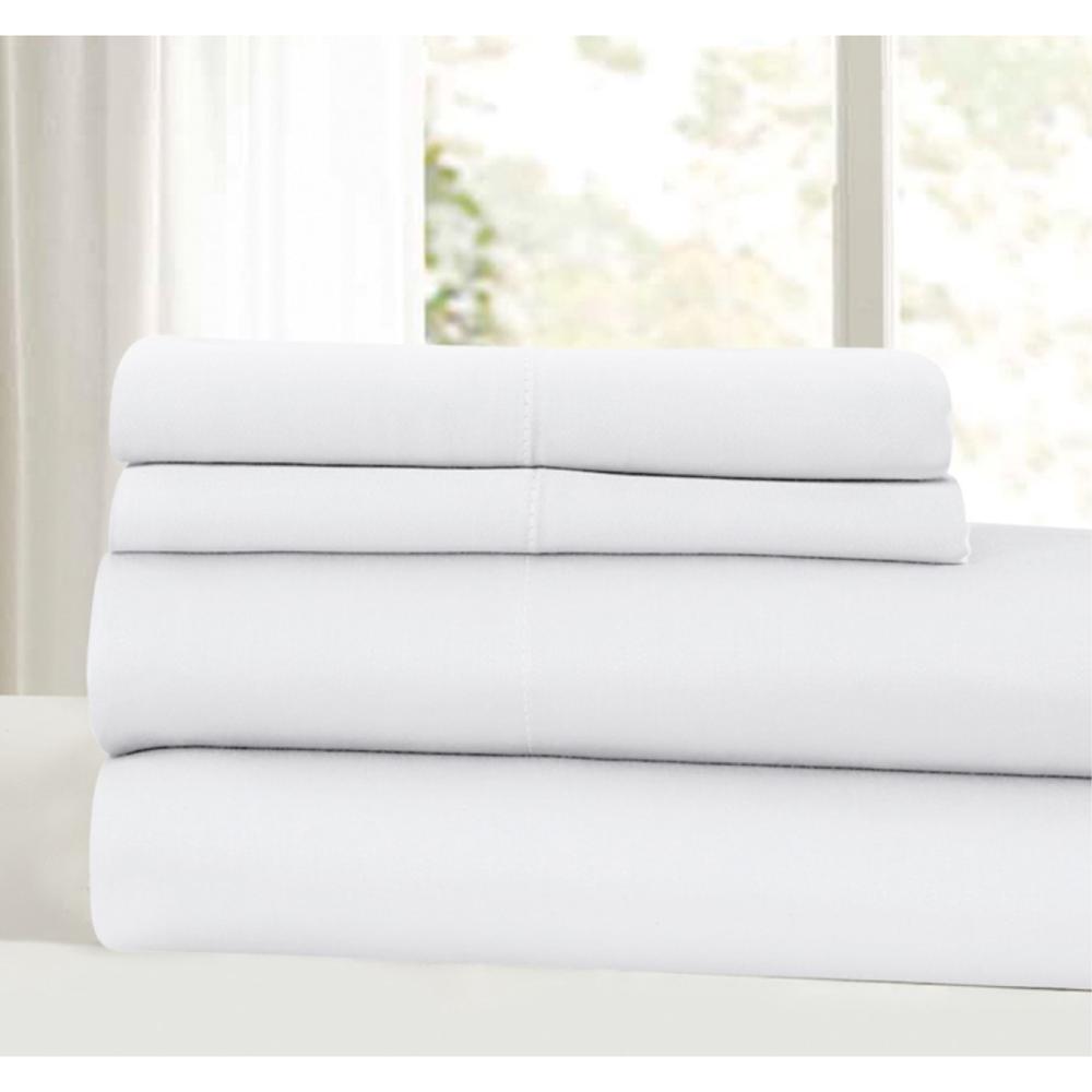 4pc Bamboo Sheet Set Solid White Queen Size