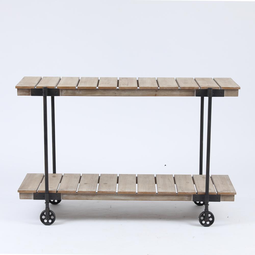 Wood Two-Tier Shelf Storage Cart. Picture 1