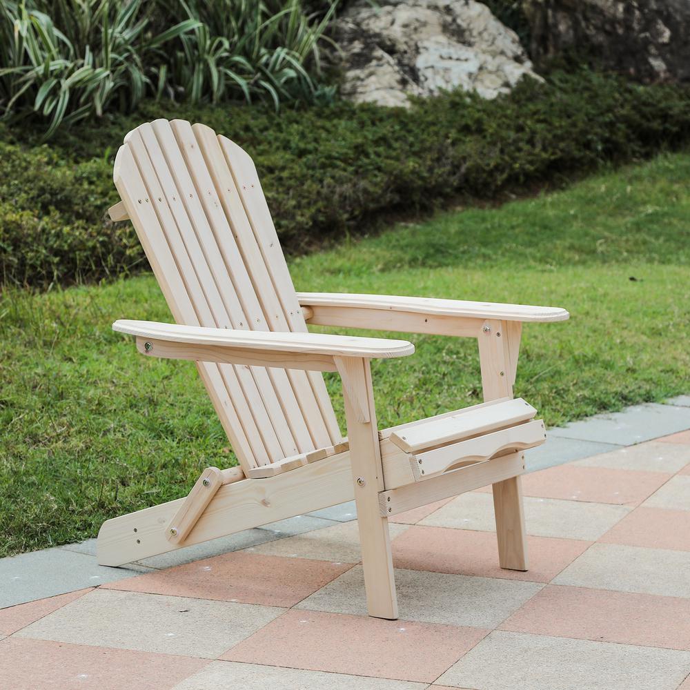 Natural Wood Adirondack Chair. Picture 3