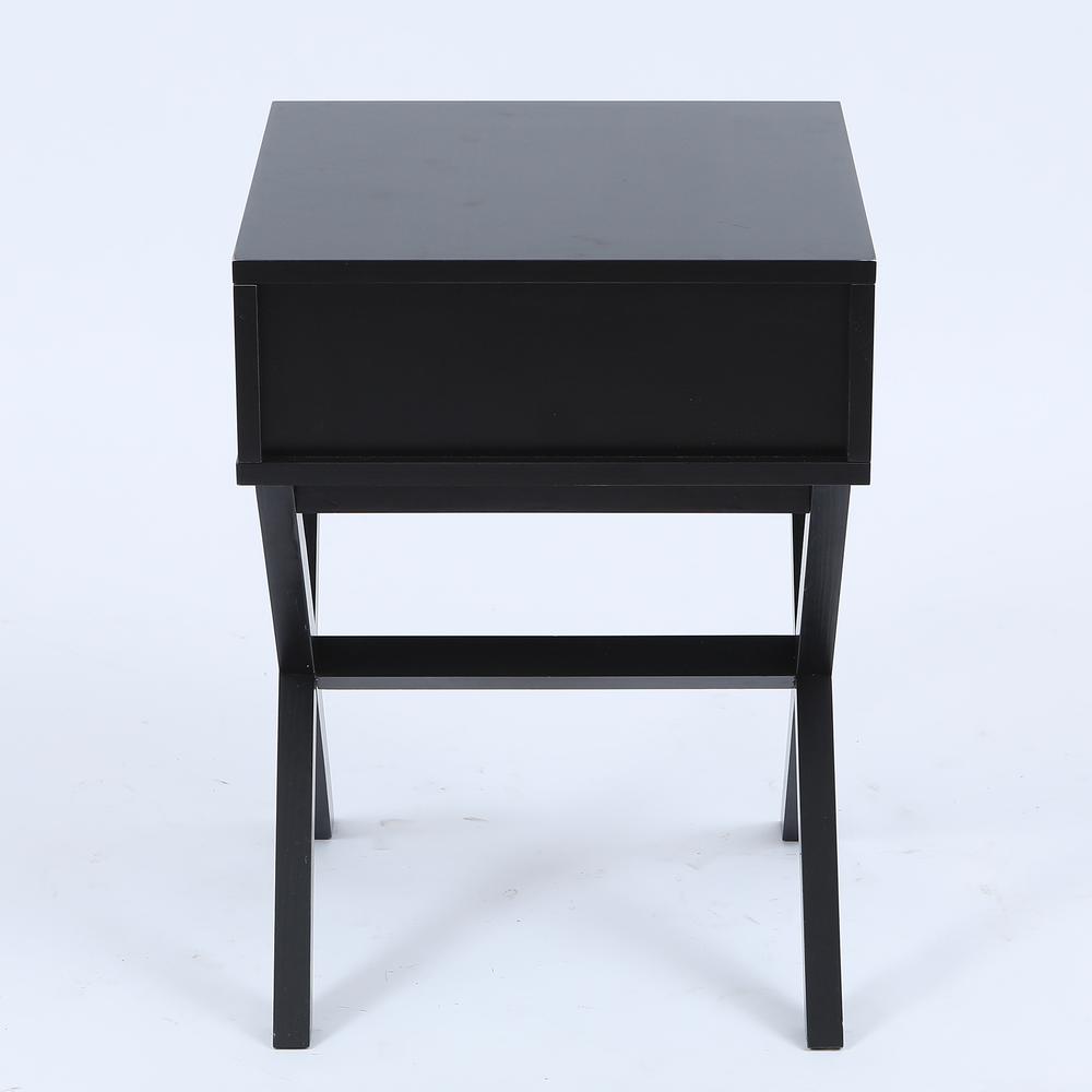 Black X-Leg Accent End Table with Storage. Picture 5