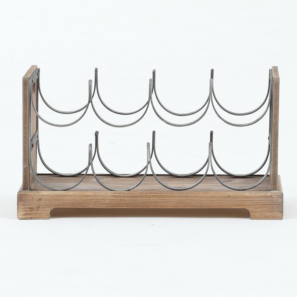Wood and Metal Wine Holder. Picture 1