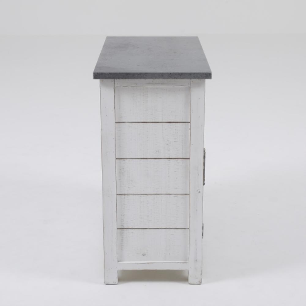 Rustic White Wood and Metal 2-Drawer 2-Door Storage Cabinet. Picture 5