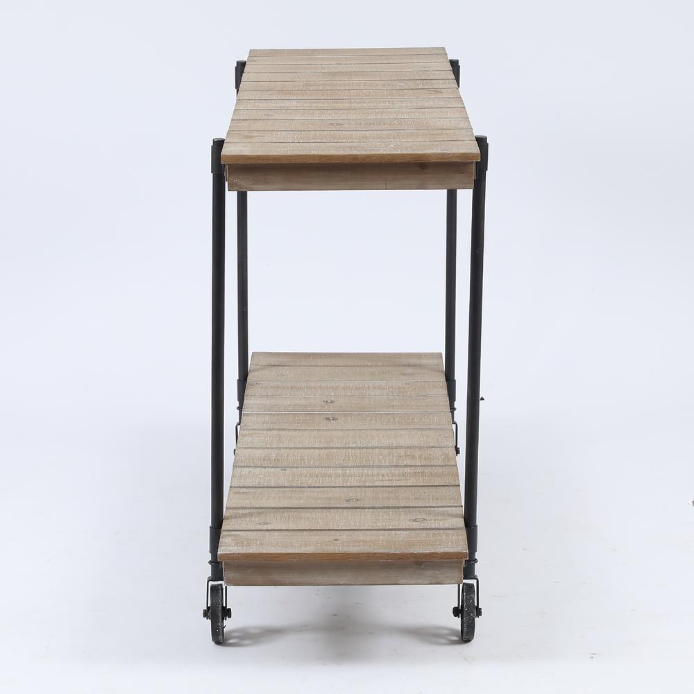 Wood Two-Tier Shelf Storage Cart. Picture 3