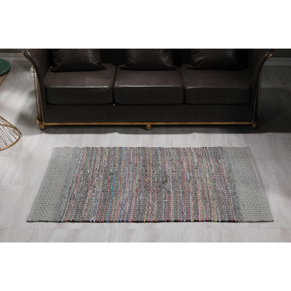 3'x5' Handloom Multi-Color Recycled Cotton Rug. Picture 7