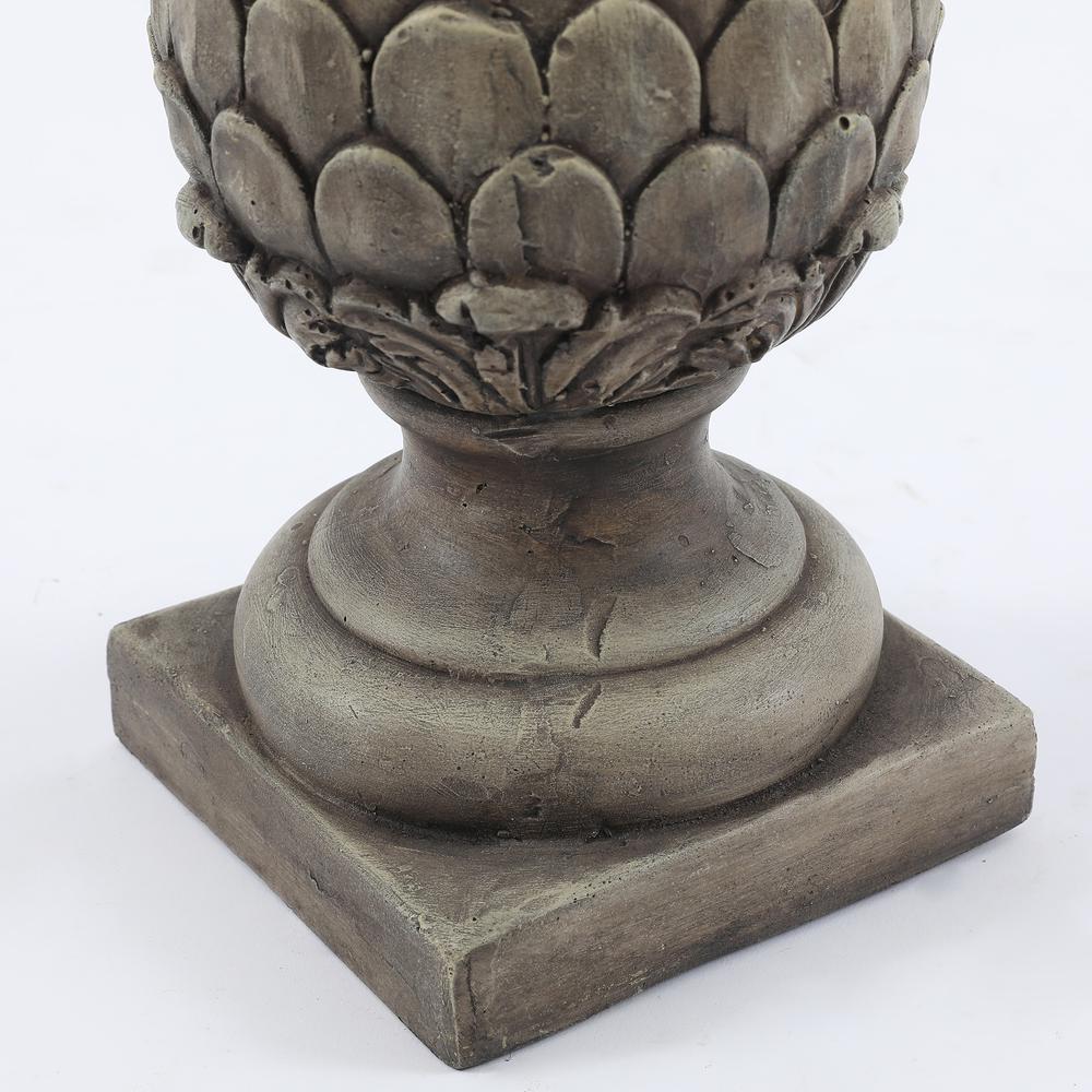 Weathered Brown MgO Artichoke Finial Statue. Picture 4