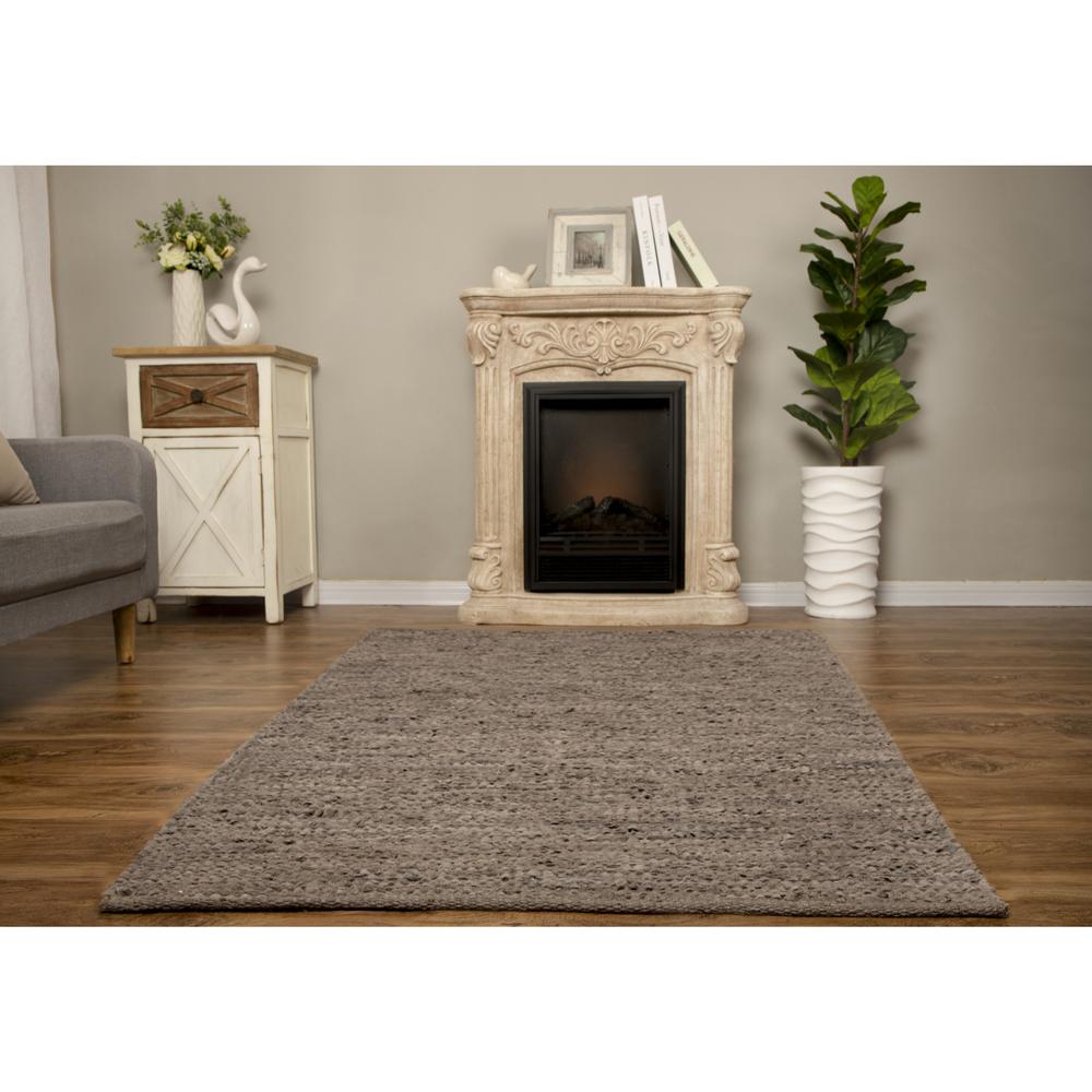 4'x6' Handwoven Gray Leather/Cotton Rug. Picture 7