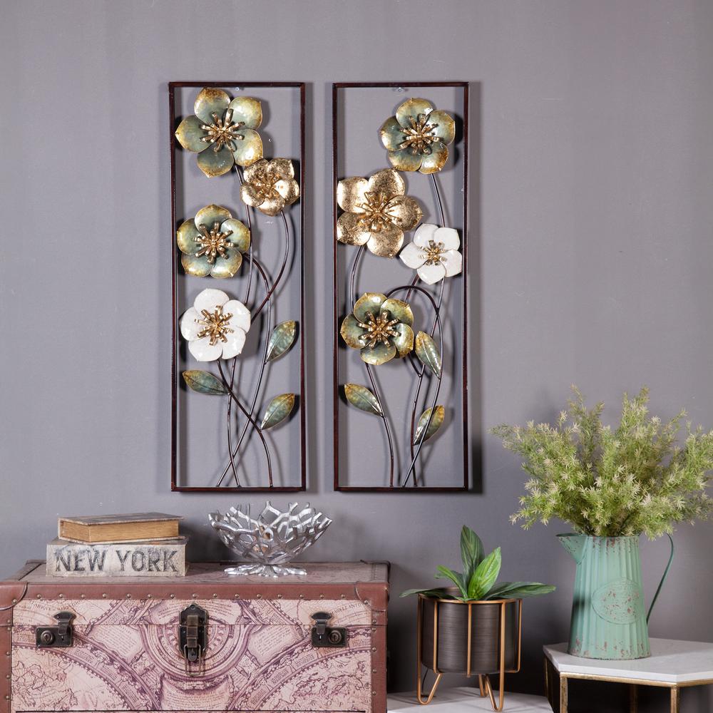 2pc Metal Flowers Wall Decor. Picture 2