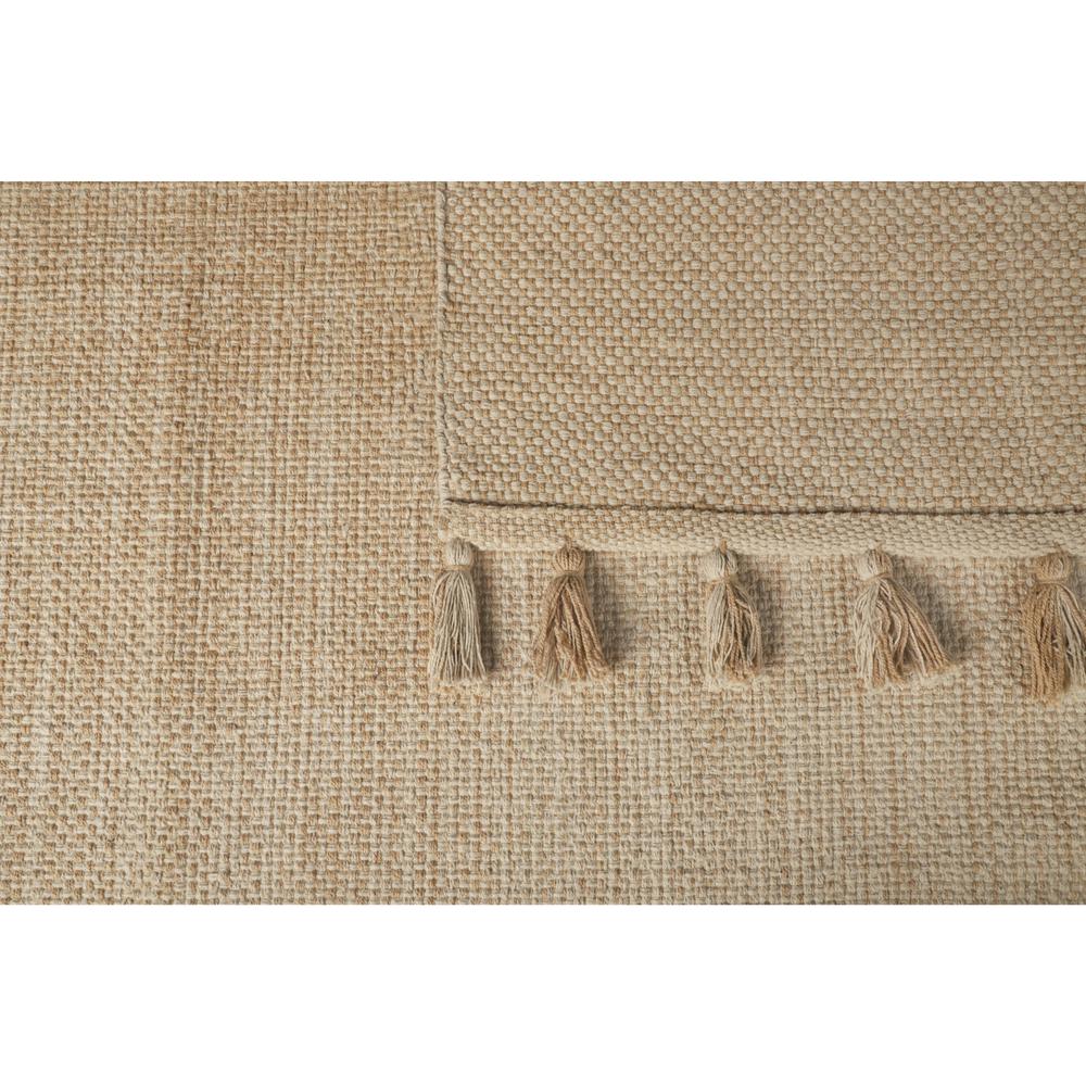 4'x6' Handloom Beige Cotton Chenille Rug with Tassels. Picture 6