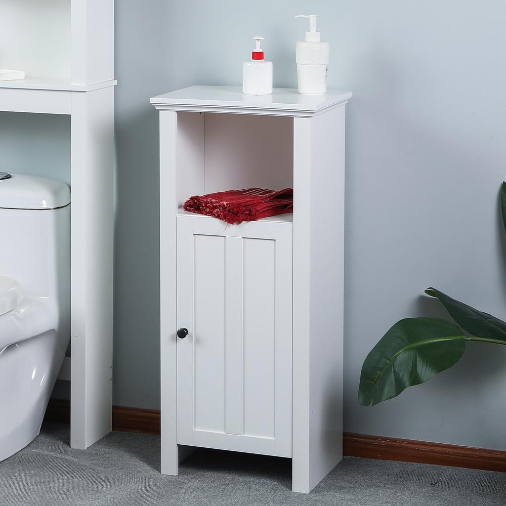 White MDF Wood Floor Bathroom Storage Cabinet. Picture 6