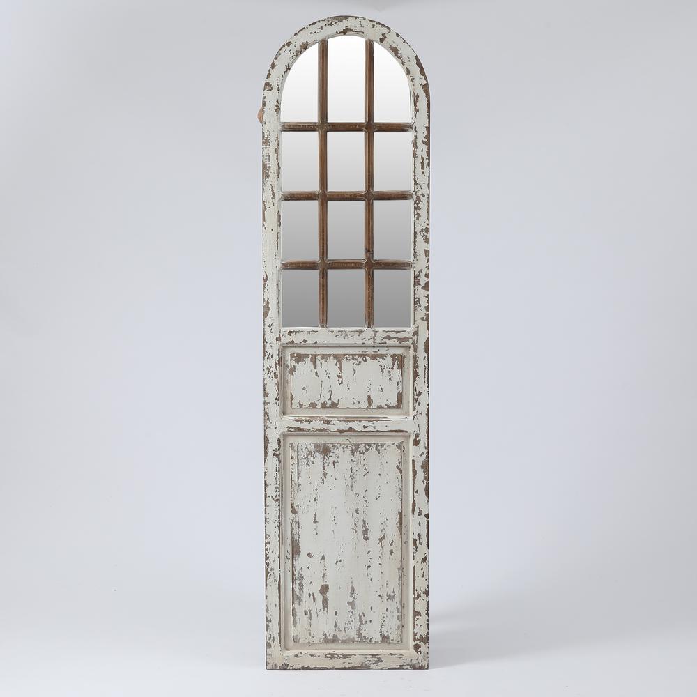 Distressed White Wood Farmhouse Door Wall Mirror. Picture 1