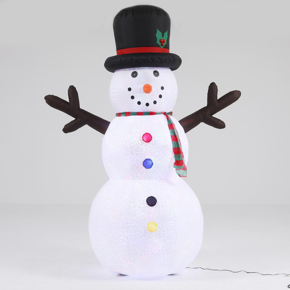 8Ft Snowman Inflatable with Flashing Disco LED Lights. Picture 1