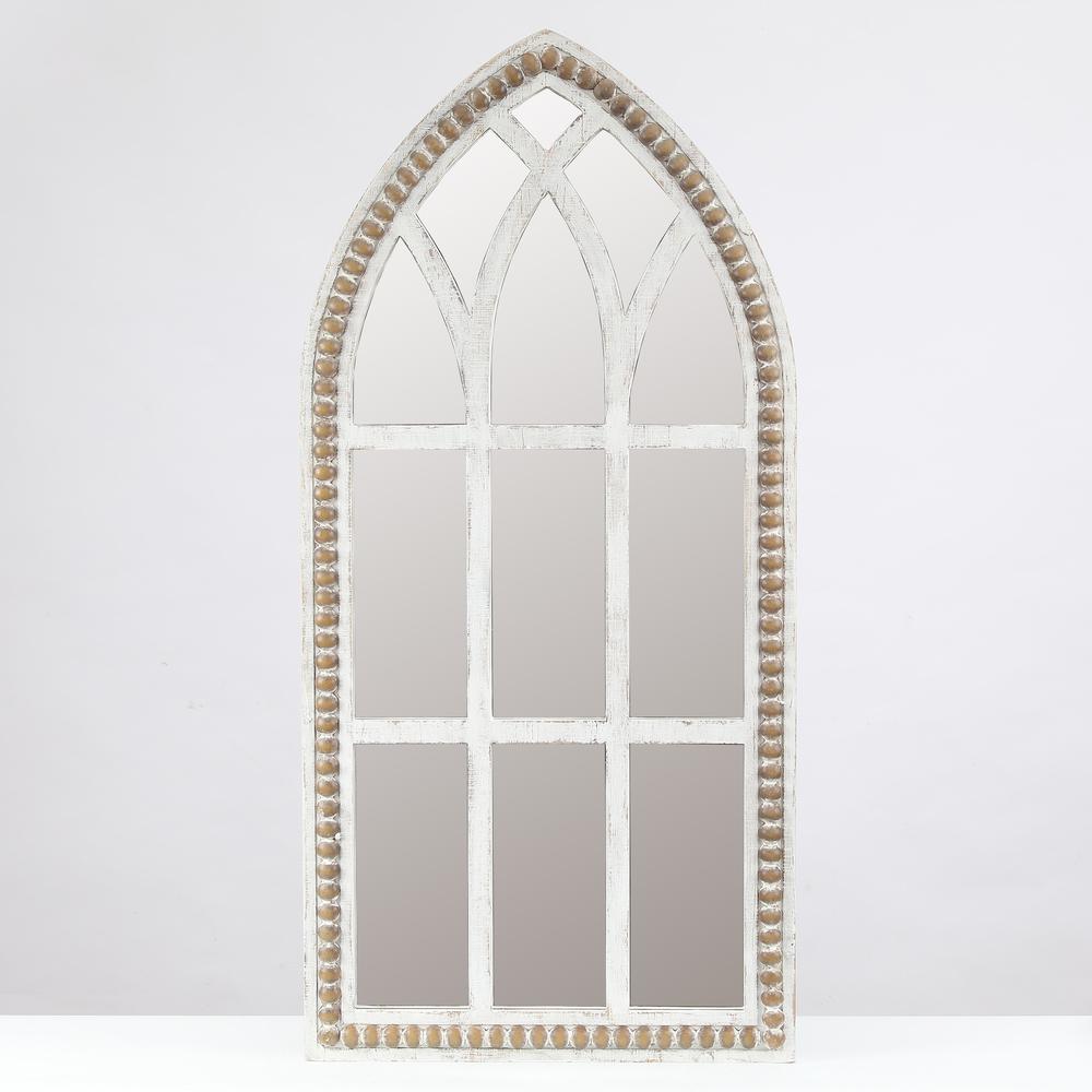 Rustic Wood Cathedral Wall Mirror. Picture 1