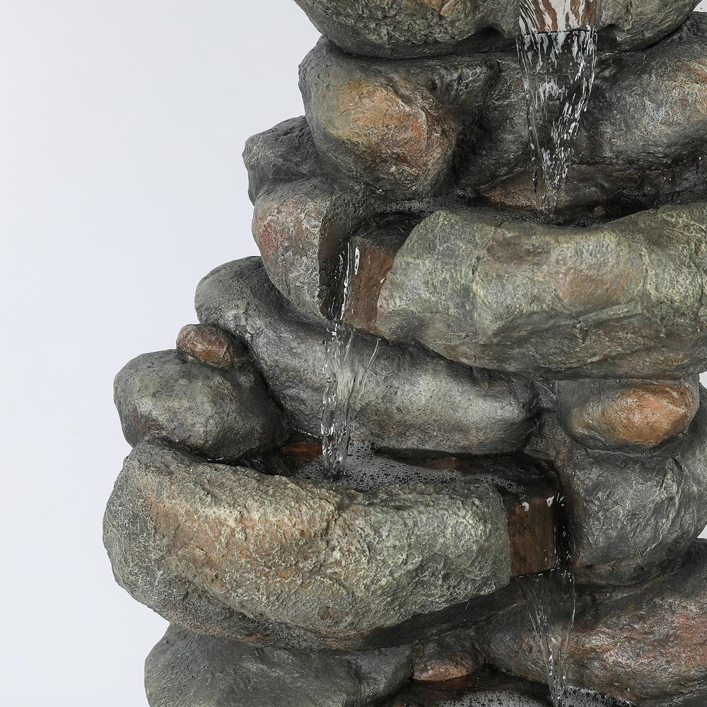 Resin 33.5in. H Cascading Rock Outdoor Fountain. Picture 4