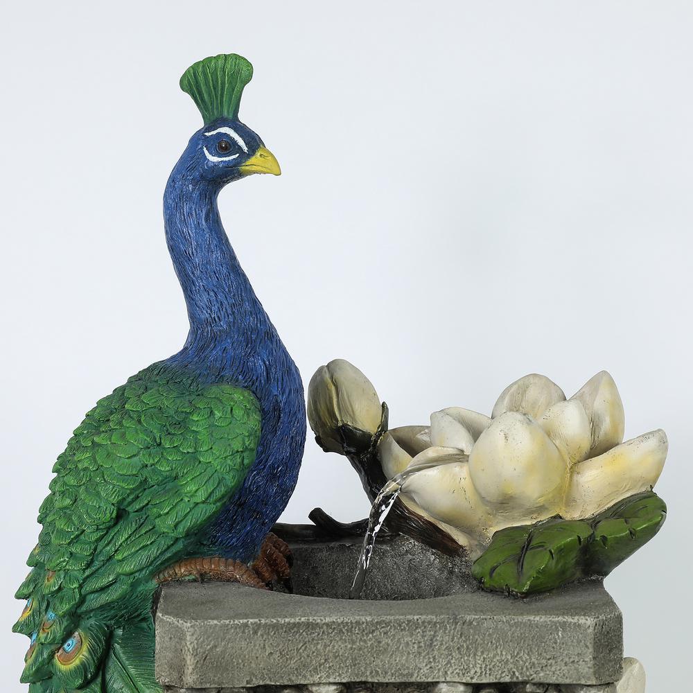 Polyresin Peacock Outdoor Fountain with LED Light. Picture 4