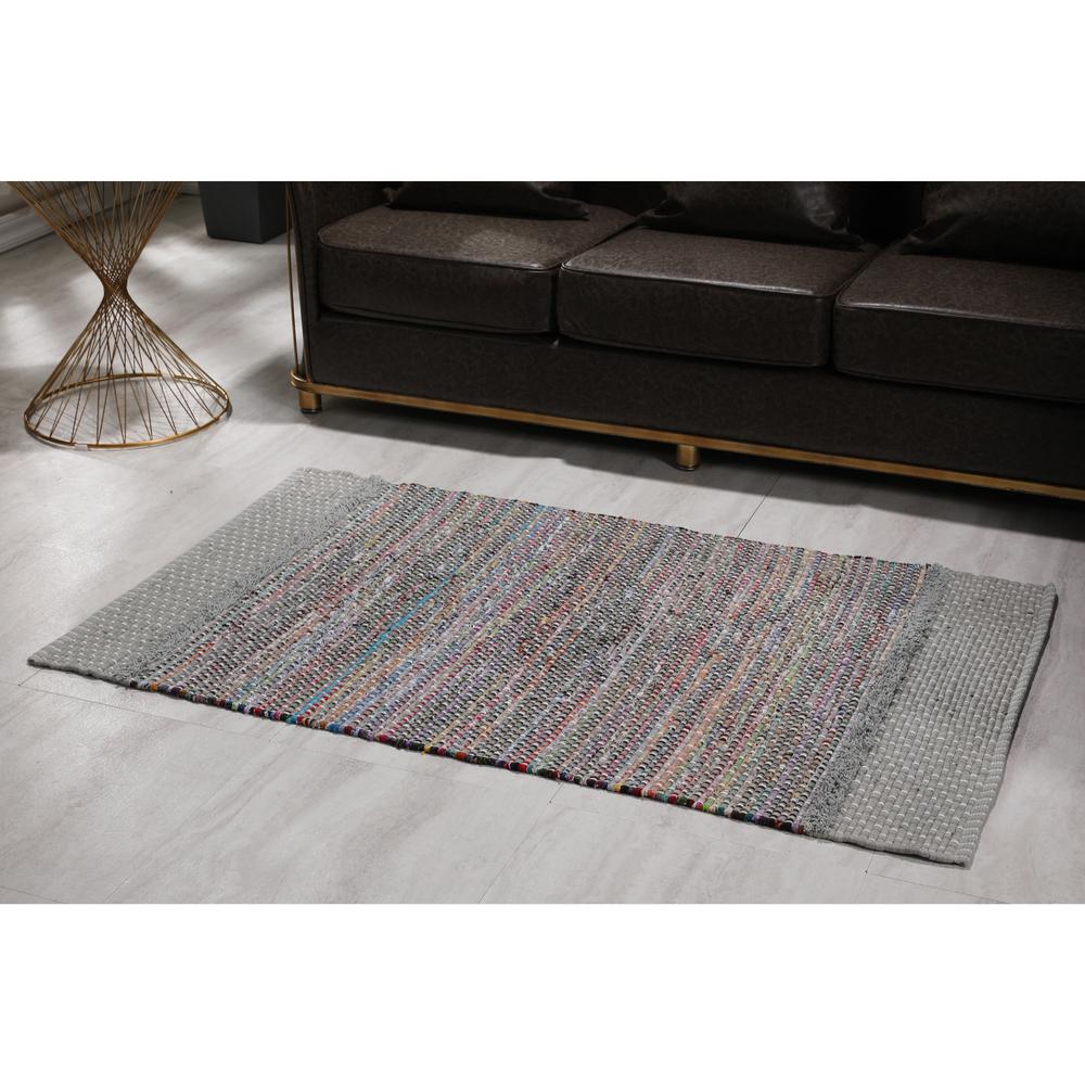 3'x5' Handloom Multi-Color Recycled Cotton Rug. Picture 2