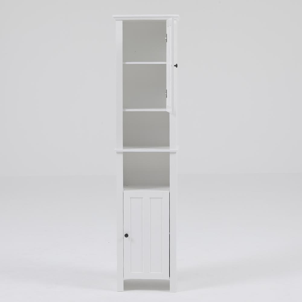 White MDF Wood 67-Inch Tall Tower Bathroom Linen Cabinet. Picture 3