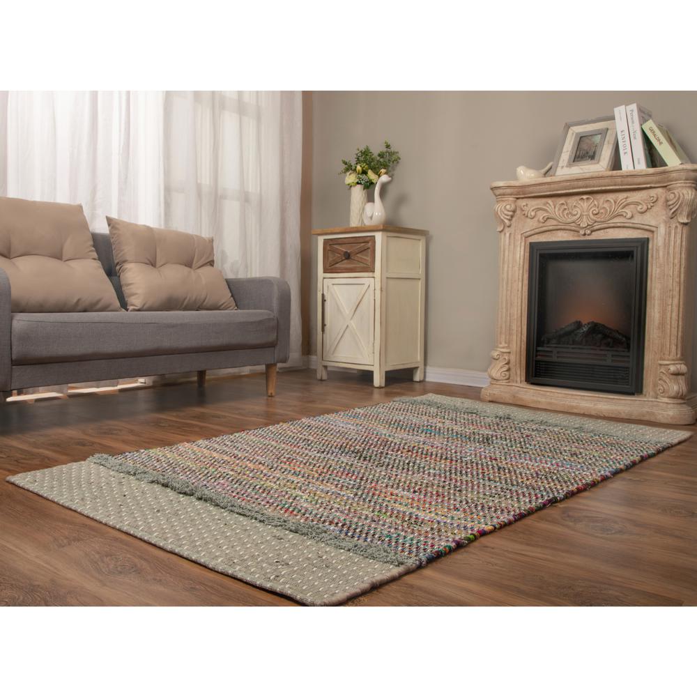 4'x6' Handloom Multi-Color  Recycled Cotton Rug. Picture 2