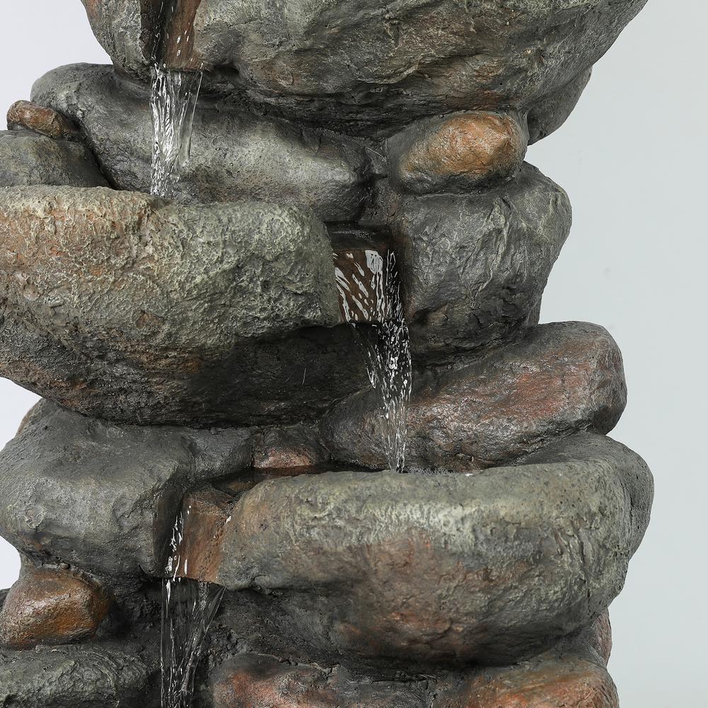 Resin 33.5in. H Cascading Rock Outdoor Fountain. Picture 5