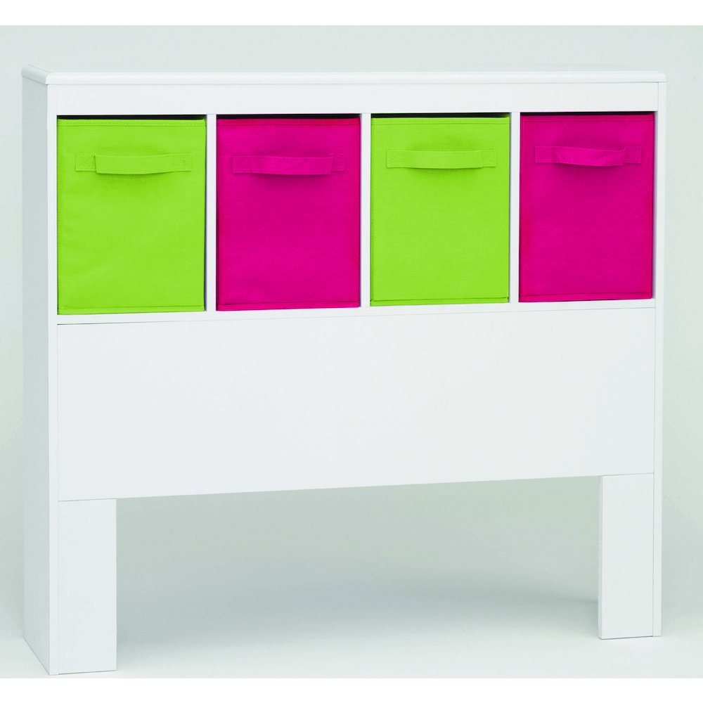 Storage Bin in White W/ Green and Pink Drawers. The main picture.