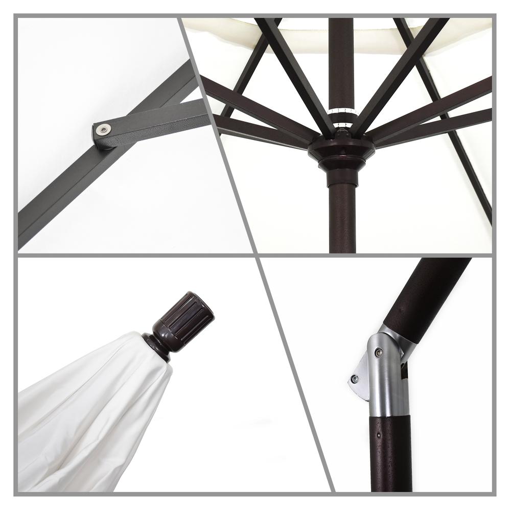 9' Golden State Series Patio Umbrella With Matted White Aluminum Pole Aluminum Ribs Collar Tilt Crank Lift With Sunbrella 1A Forest Green Fabric. Picture 3