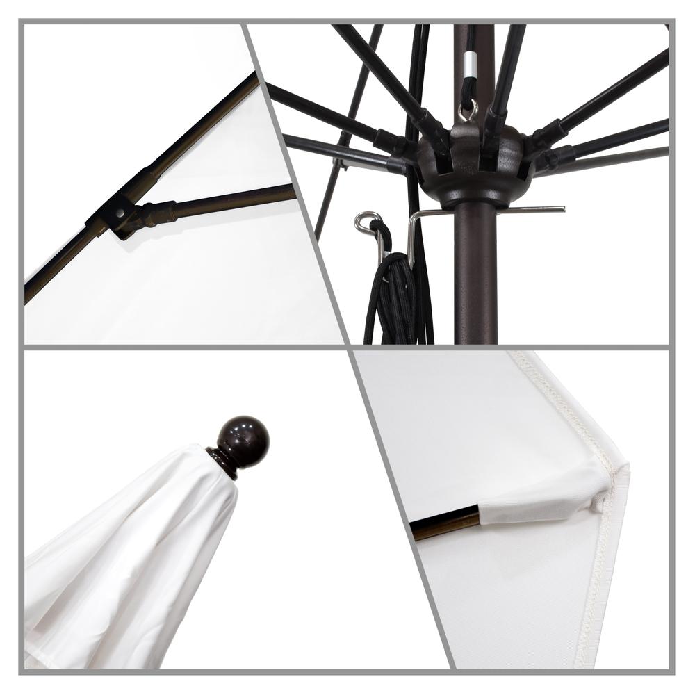 11' Venture Series Patio Umbrella With Matted White Aluminum Pole Fiberglass Ribs  Pulley Lift With Sunbrella 2A Astoria Sunset Fabric. Picture 3