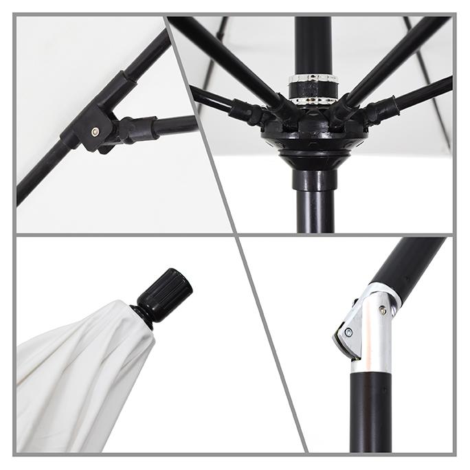 9' Sun Master Series Patio Umbrella With Matted White Aluminum Pole Fiberglass Ribs Collar Tilt Crank Lift With Olefin Lemon Fabric. Picture 3