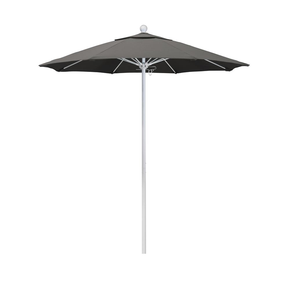 7.5' Venture Series Patio Umbrella With Matted White Aluminum Pole Fiberglass Ribs Push Lift With Pacifica Taupe Fabric. Picture 1